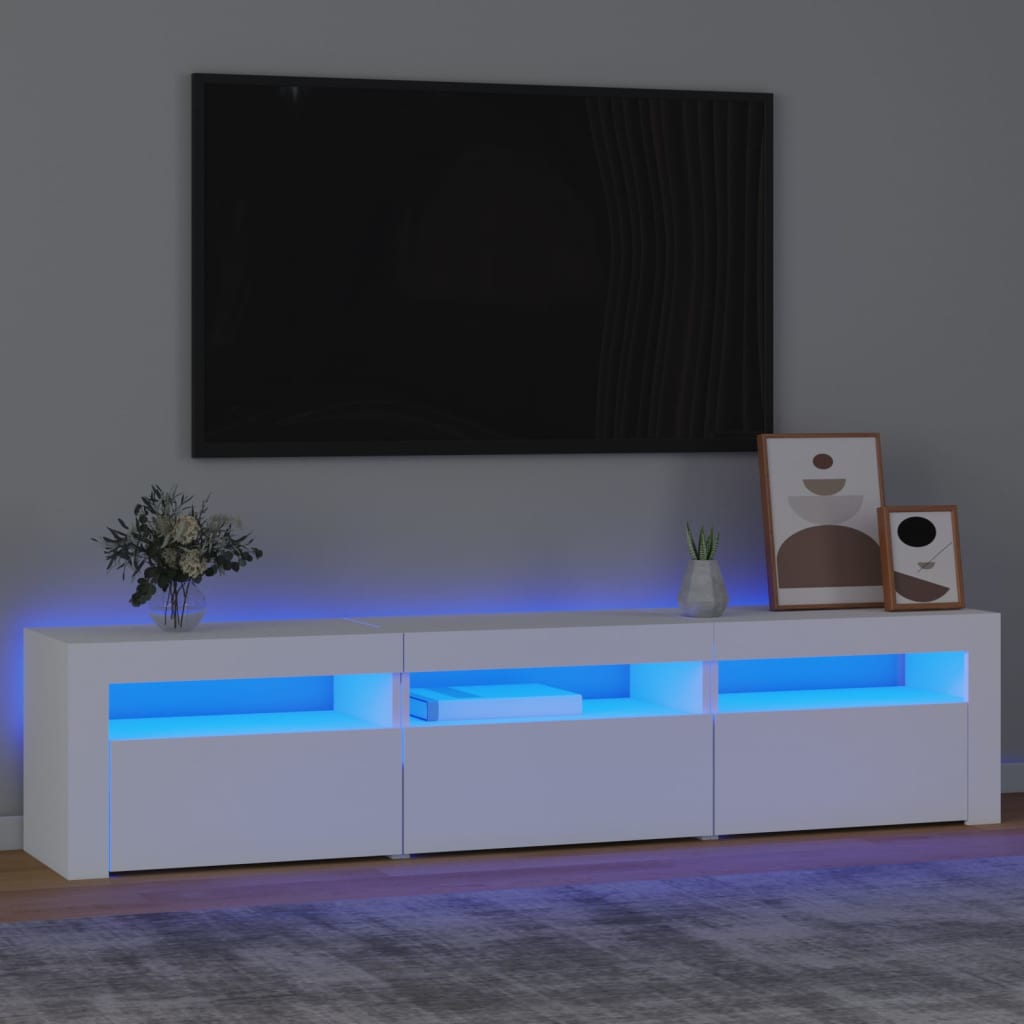 Vetonek Mueble de TV con luces LED blanco 180x35x40 cm