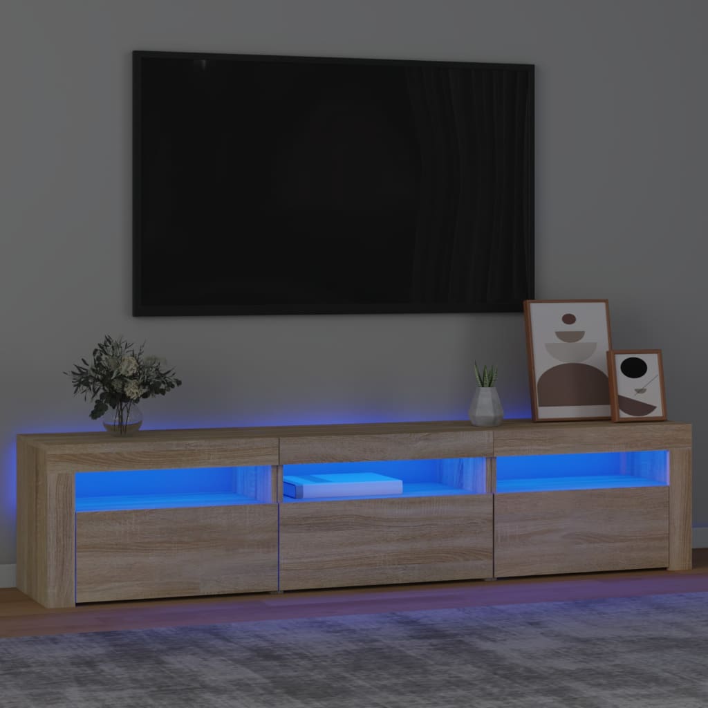 Vetonek Mueble de TV con luces LED roble Sonoma 180x35x40 cm