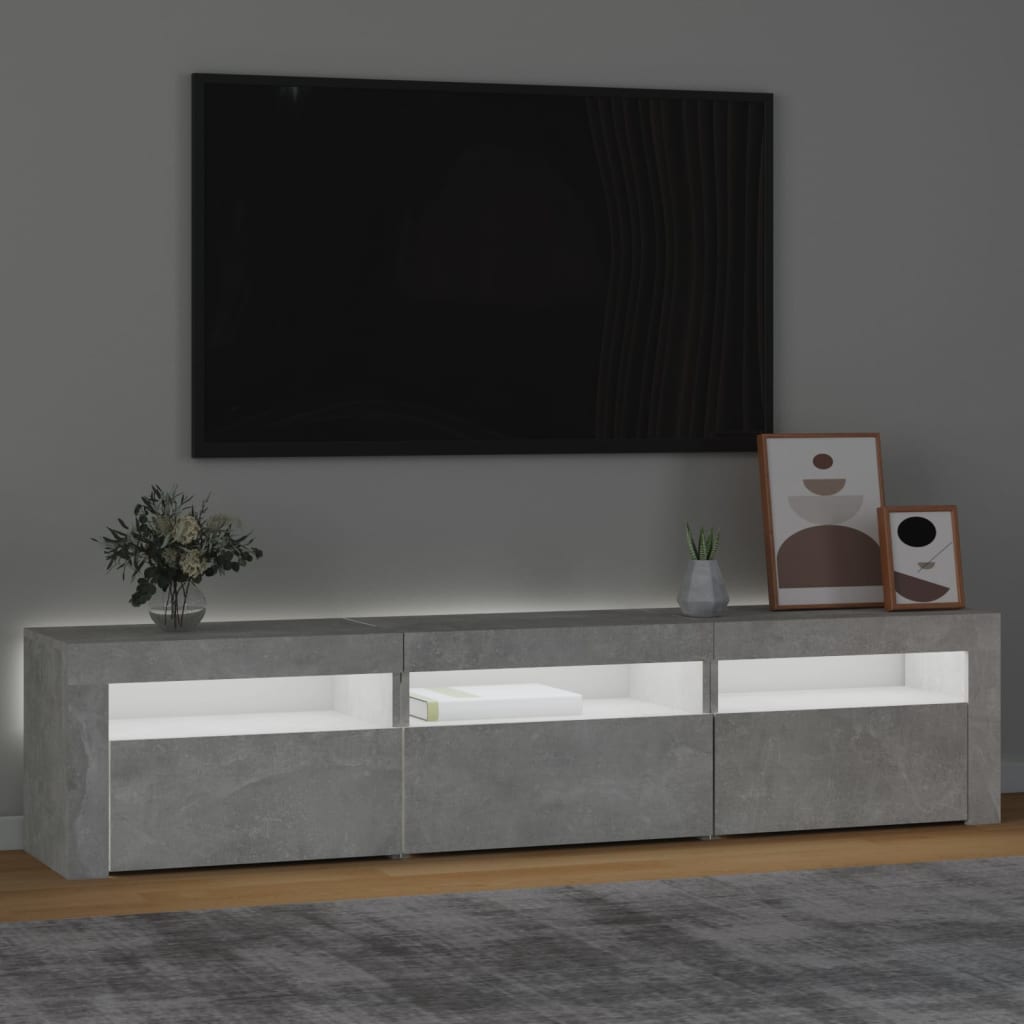 Mobili TV con luci a LED grigio 180x35x40 cm