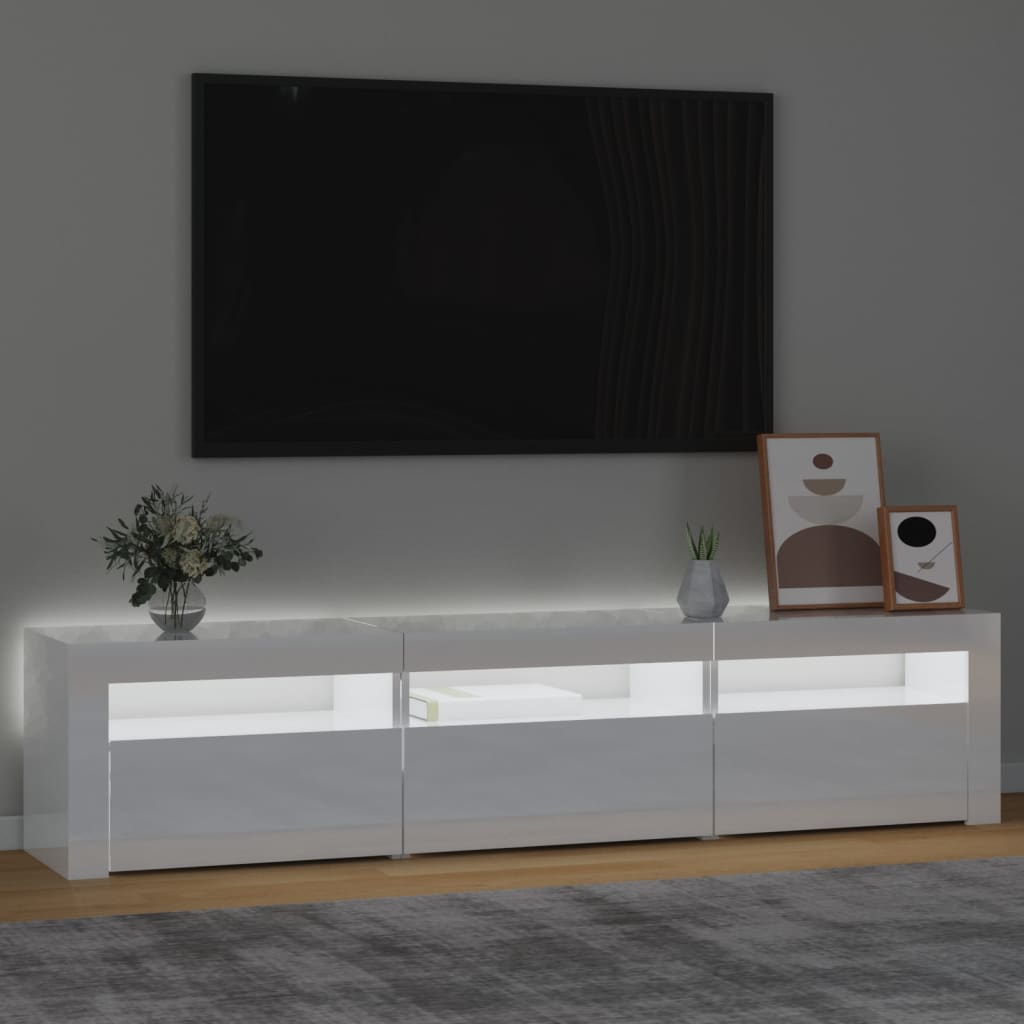 Mueble de TV con luces LED blanco brillante 180x35x40 cm vidaXL