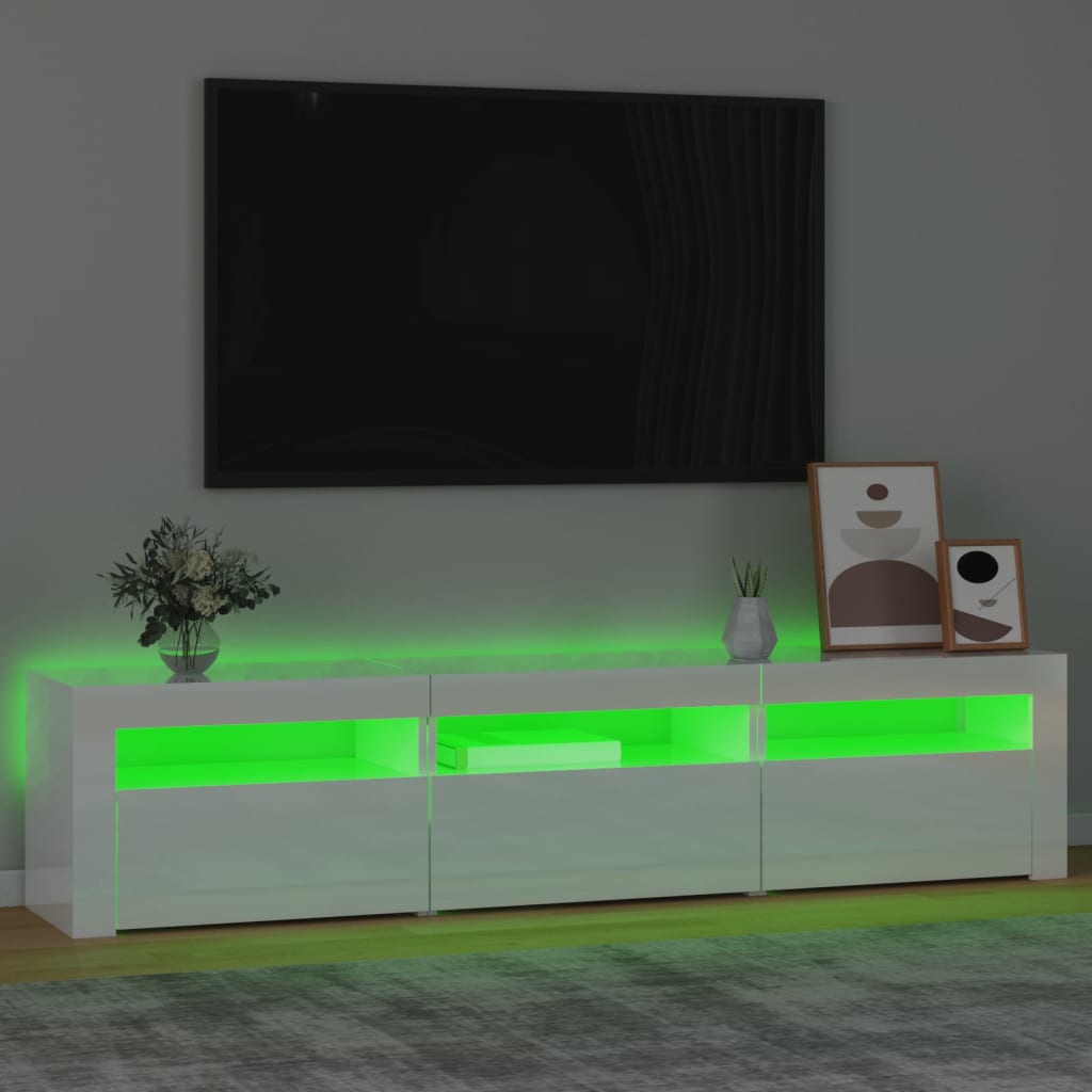 Mueble de TV con luces LED blanco brillante 180x35x40 cm vidaXL