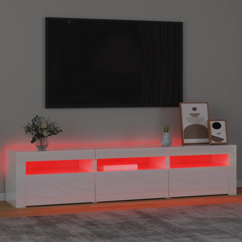 Mueble de TV con luces LED blanco brillante 180x35x40 cm vidaXL