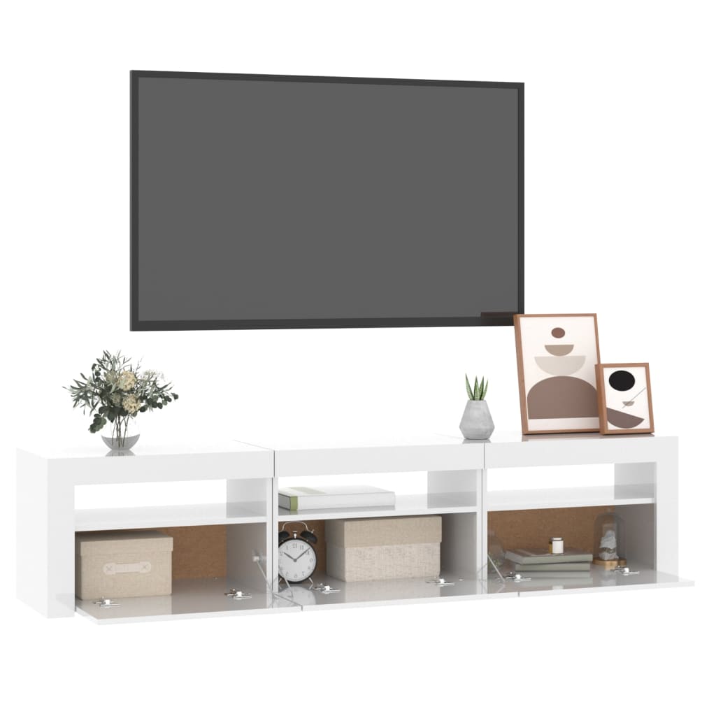 Mueble de TV con luces LED blanco brillante 180x35x40 cm vidaXL