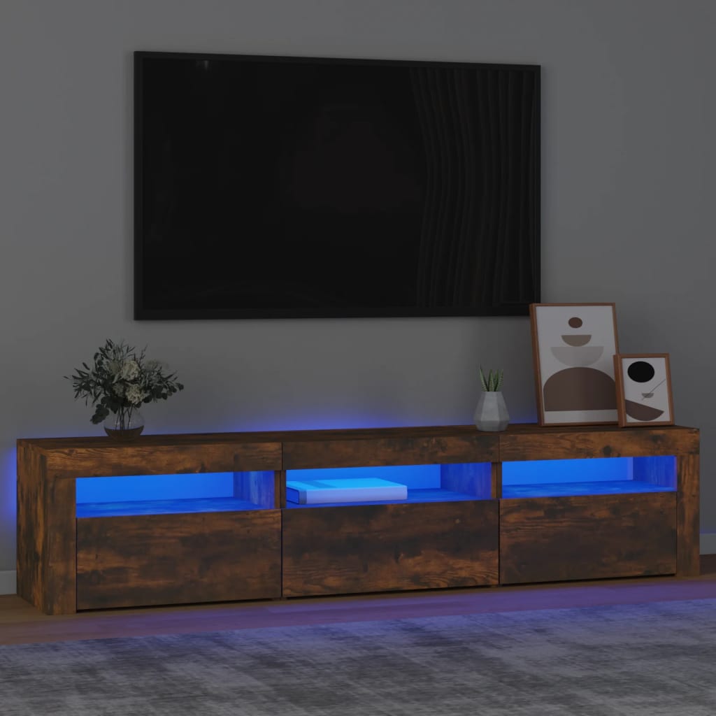 Vetonek Mueble de TV con luces LED color roble ahumado 180x35x40 cm