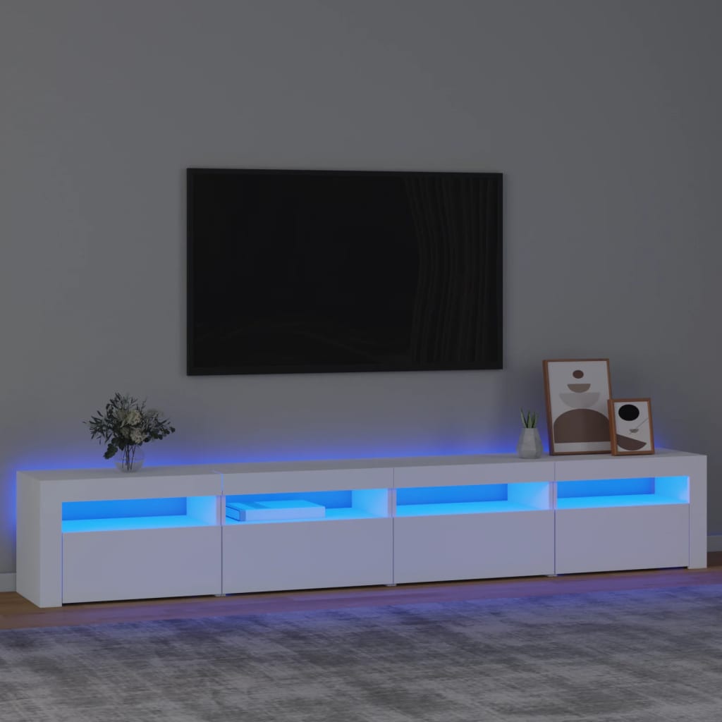 Vetonek Mueble de TV con luces LED blanco 240x35x40 cm