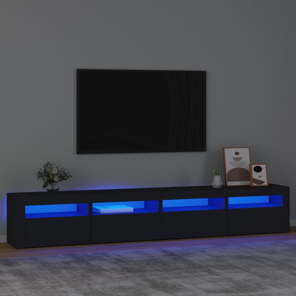 Vetonek Mueble de TV con luces LED Negro 240x35x40 cm