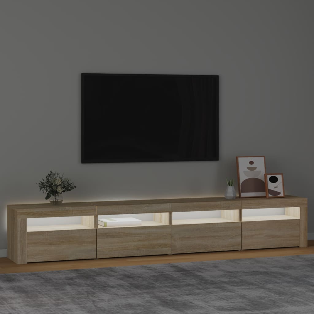 Mueble de TV con luces LED roble Sonoma 240x35x40 cm vidaXL