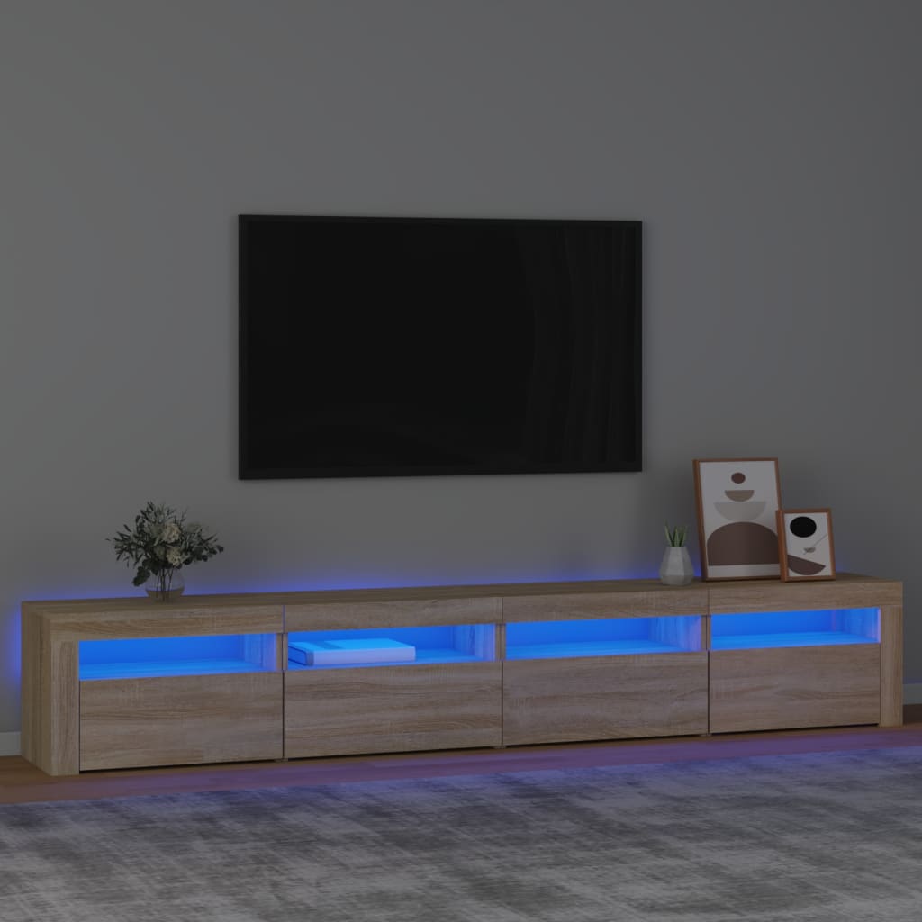 Vetonek Mueble de TV con luces LED roble Sonoma 240x35x40 cm