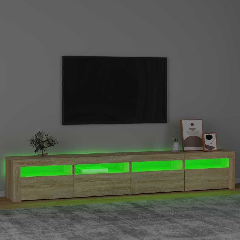 Mueble de TV con luces LED roble Sonoma 240x35x40 cm vidaXL