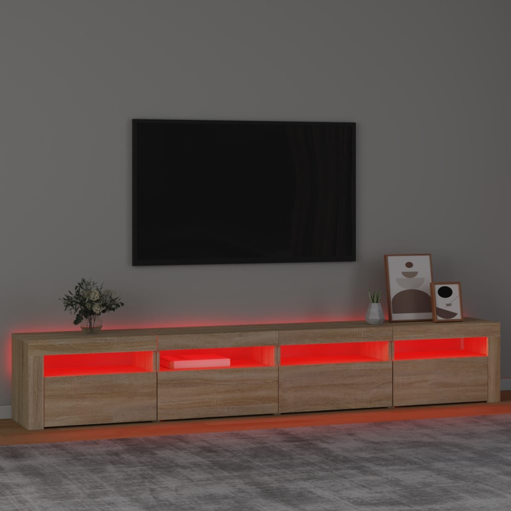 Mueble de TV con luces LED roble Sonoma 240x35x40 cm vidaXL