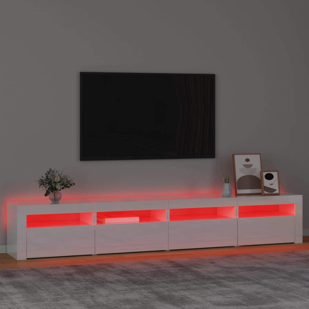 Mueble de TV con luces LED blanco brillante 240x35x40 cm vidaXL