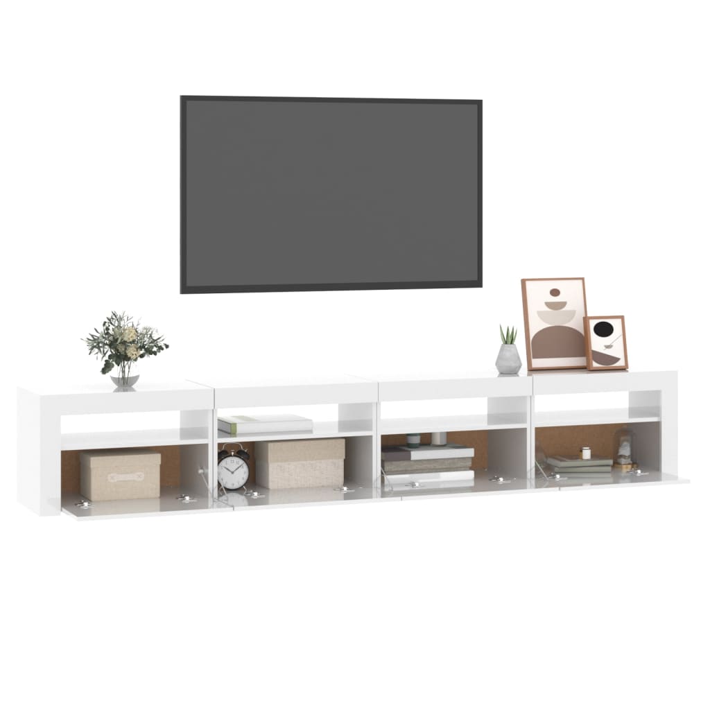 Mueble de TV con luces LED blanco brillante 240x35x40 cm vidaXL