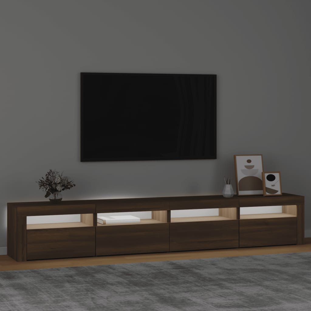 Mobili TV con luci a LED marrone 240x35x40 cm