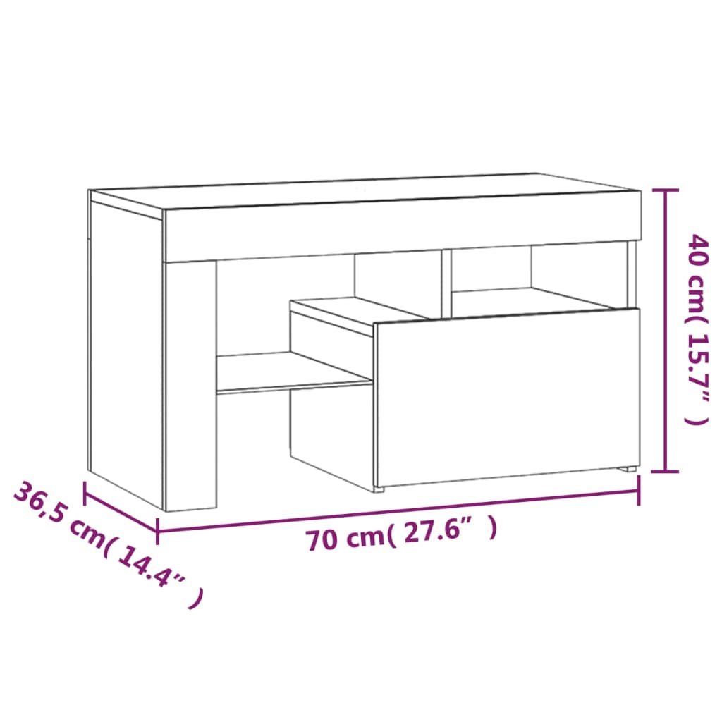 Mesitas de noche con luces LED 2 uds blancas 70x36,5x40cm vidaXL