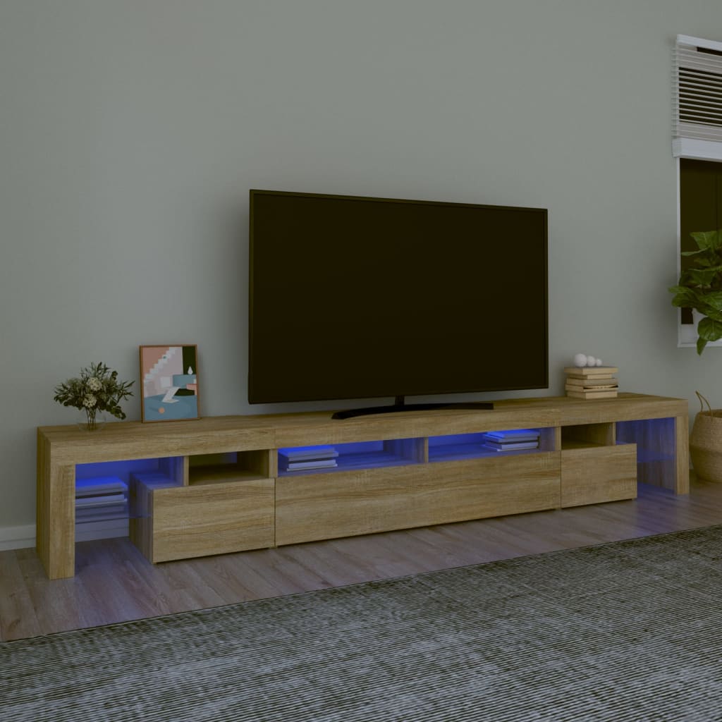 Vetonek Mueble de TV con luces LED roble Sonoma 260x36,5x40 cm