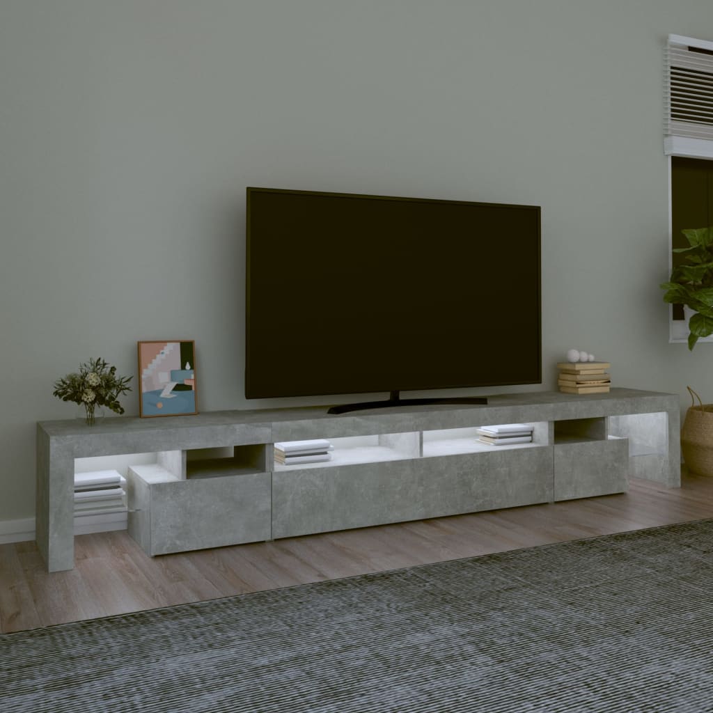 Mobili TV con luci a LED grigio 260x36,5x40 cm