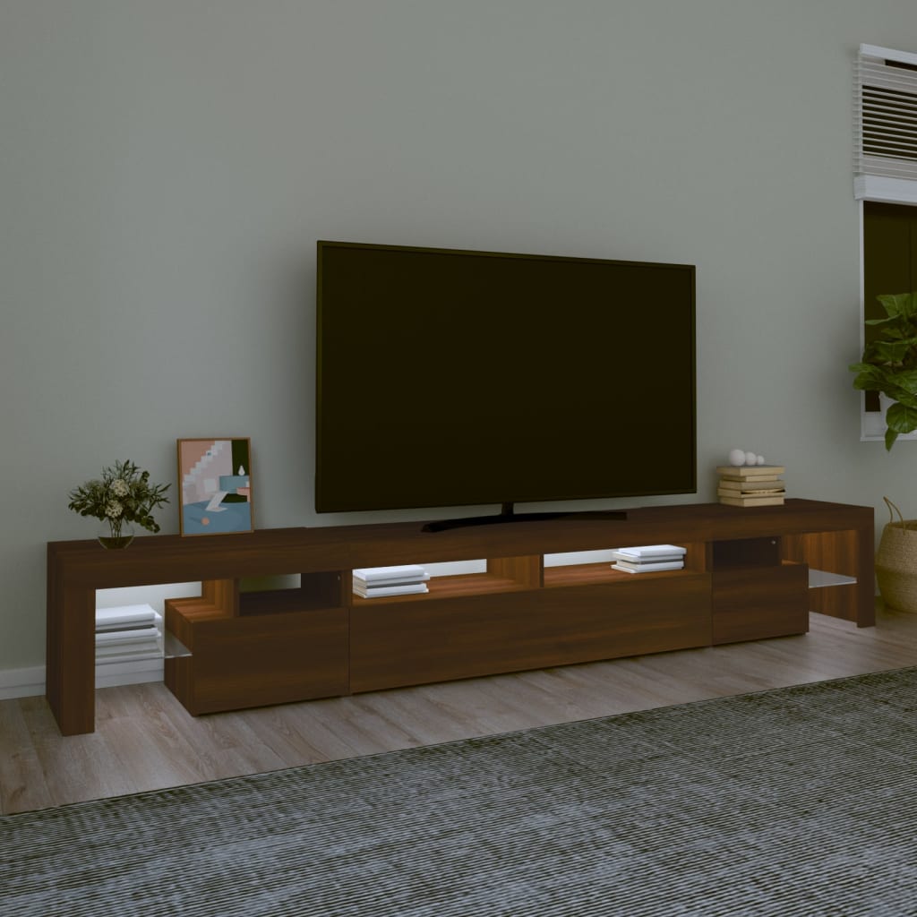 Mueble de TV con luces LED marrón roble 260x36,5x40 cm vidaXL