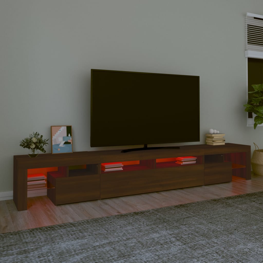 Mueble de TV con luces LED marrón roble 260x36,5x40 cm vidaXL