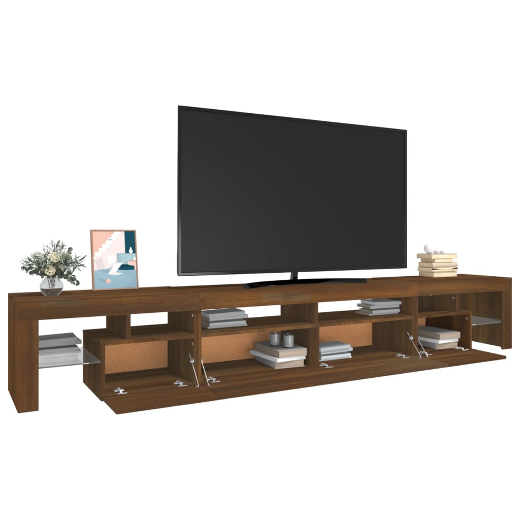 Mueble de TV con luces LED marrón roble 260x36,5x40 cm vidaXL