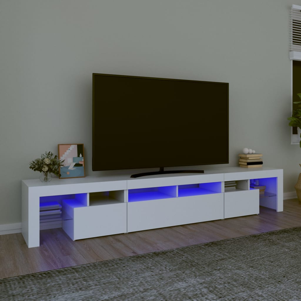 Vetonek Mueble de TV con luces LED blanco 230x36,5x40 cm