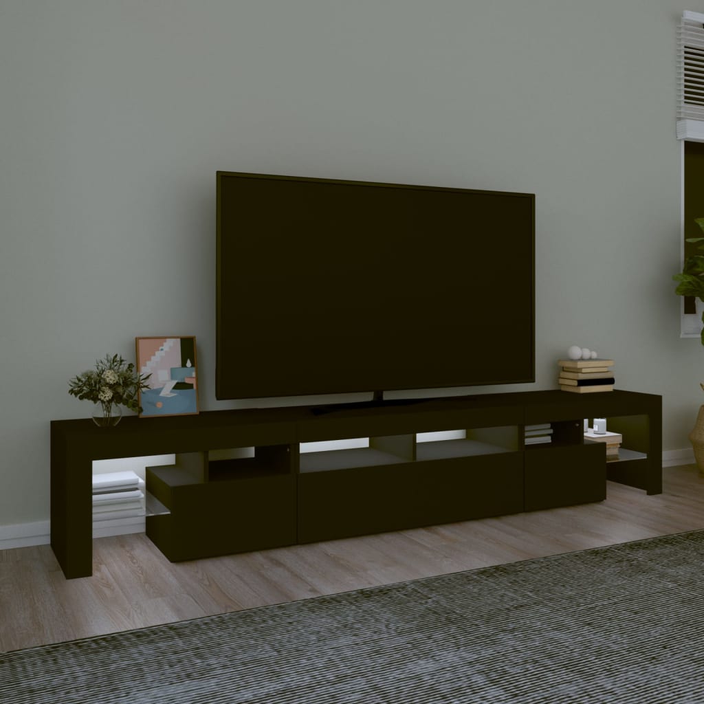 Mueble de TV con luces LED Negro 230x36,5x40 cm vidaXL