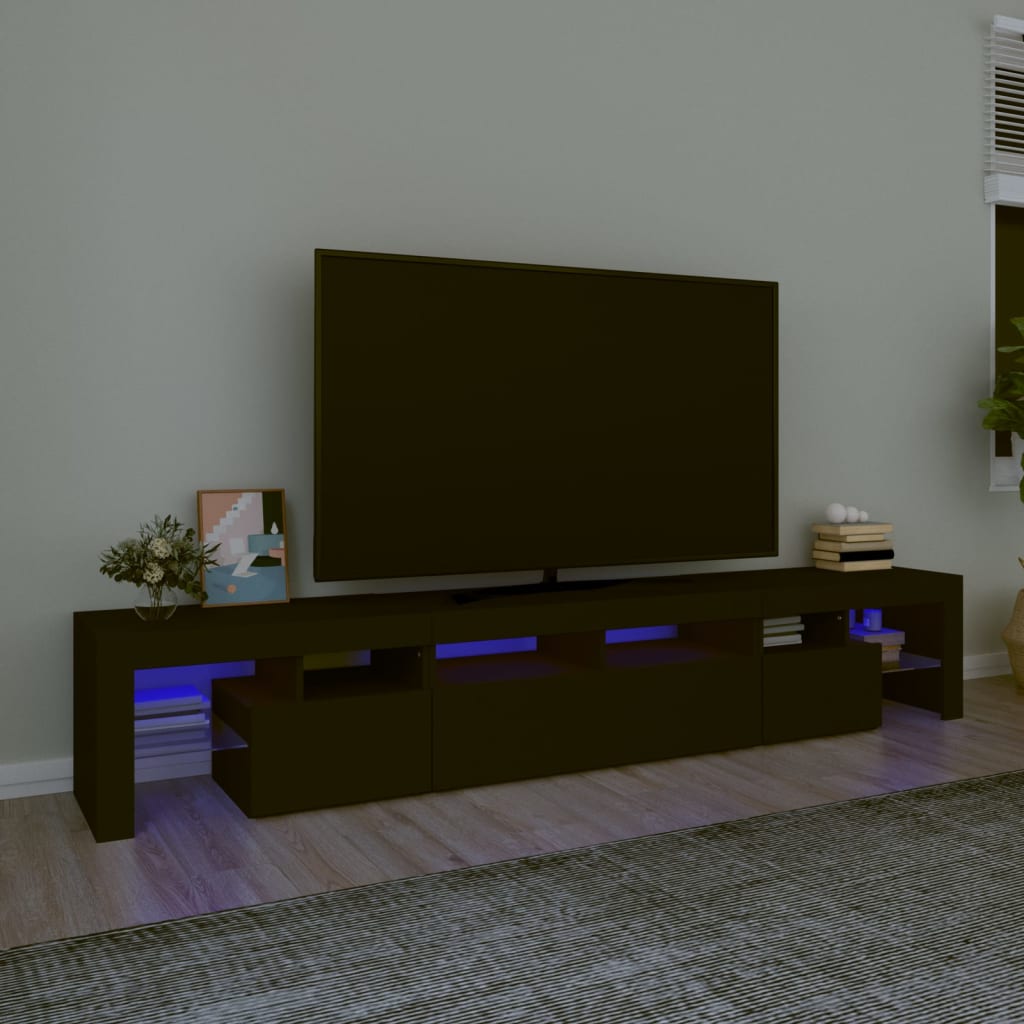 Vetonek Mueble de TV con luces LED Negro 230x36,5x40 cm