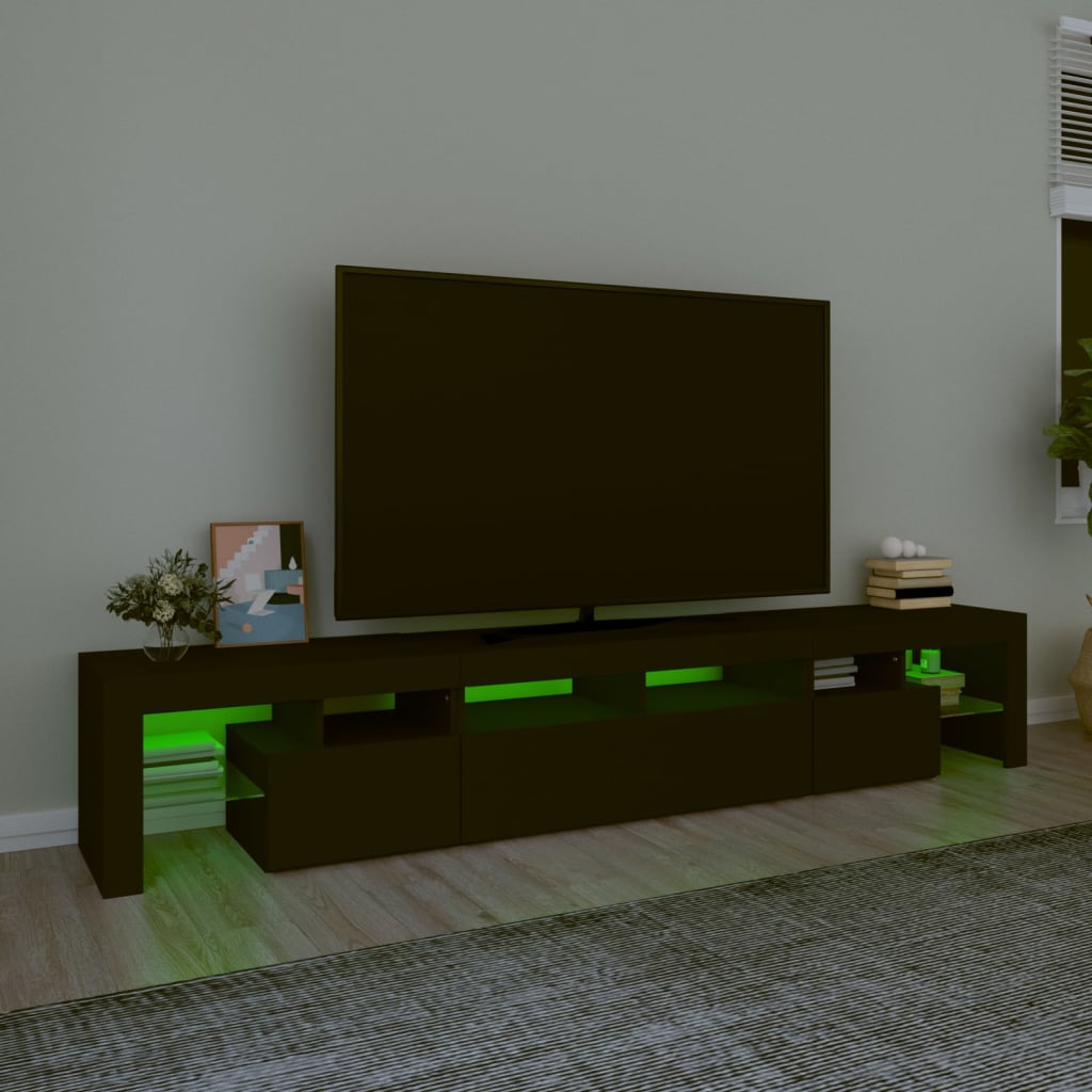 Mueble de TV con luces LED Negro 230x36,5x40 cm vidaXL