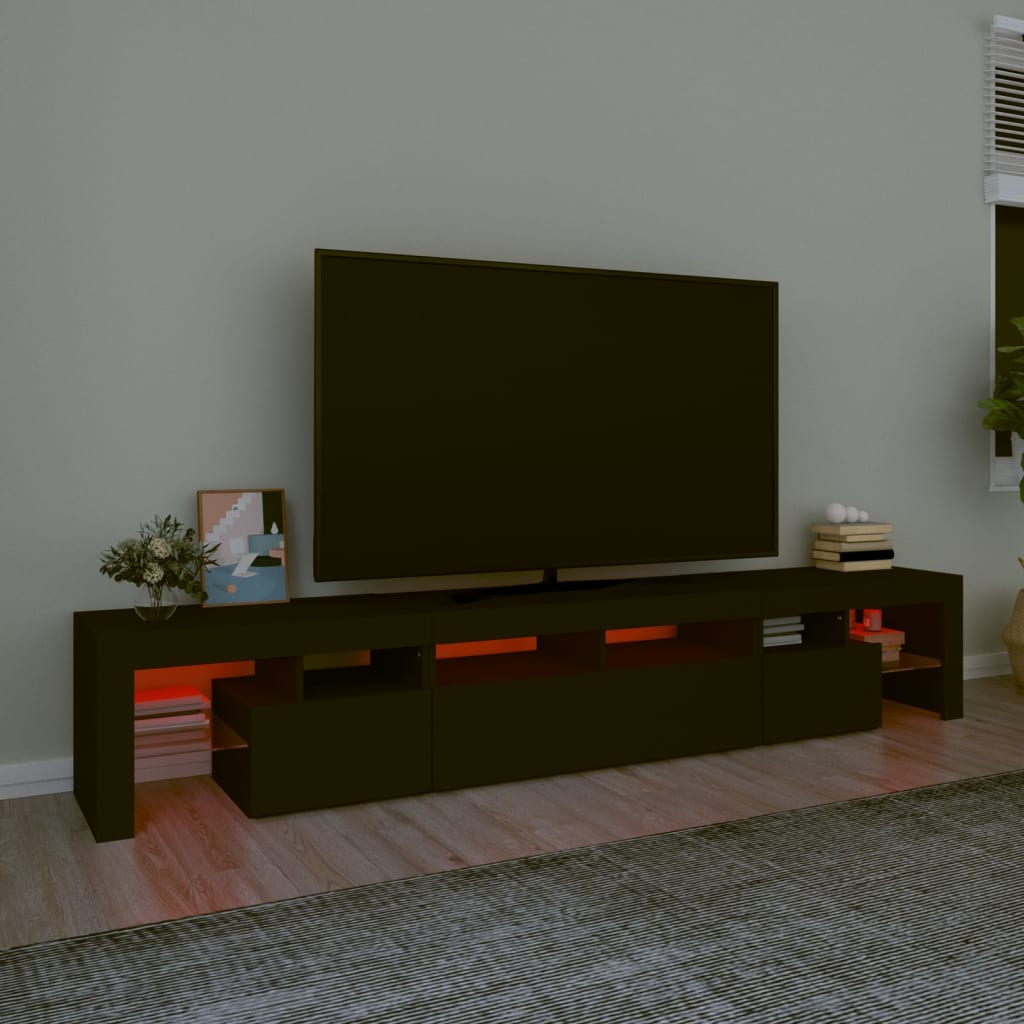 Mueble de TV con luces LED Negro 230x36,5x40 cm vidaXL