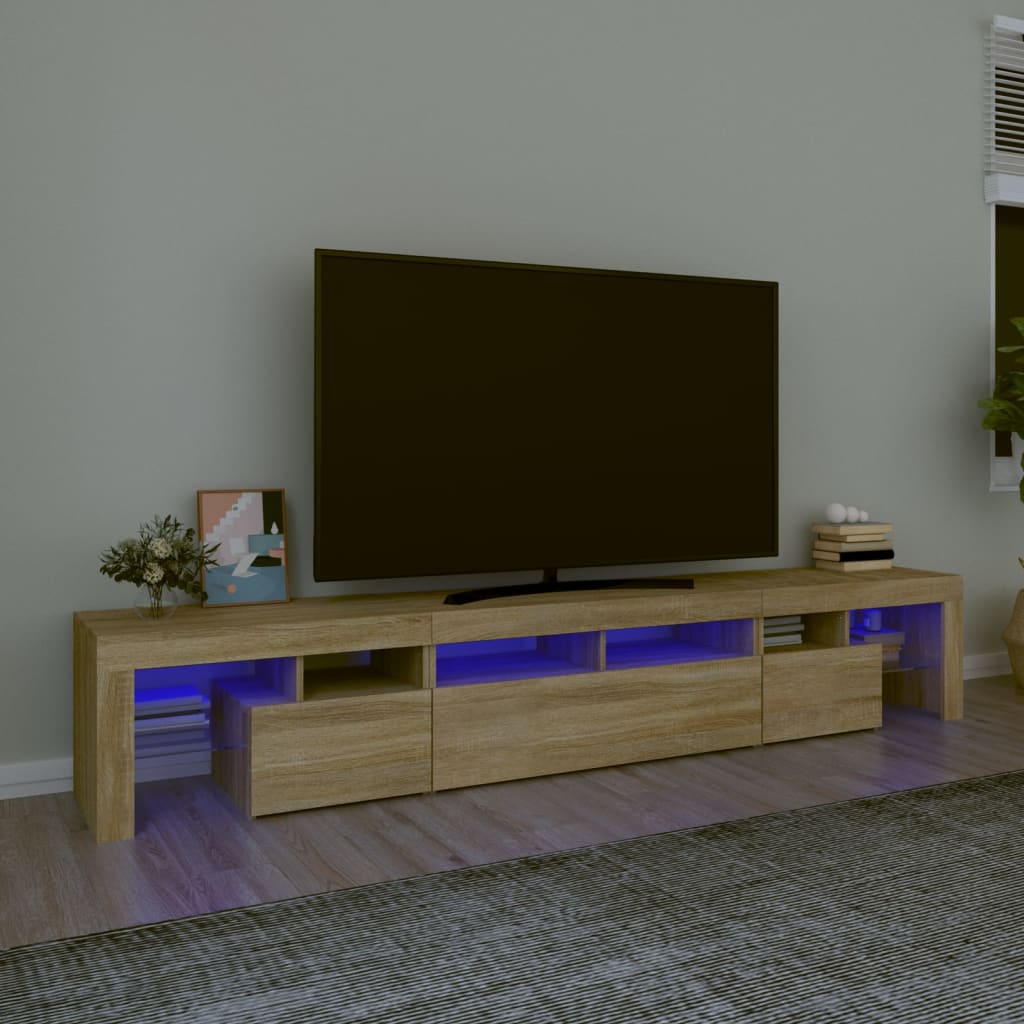 Vetonek Mueble de TV con luces LED roble Sonoma 230x36,5x40 cm