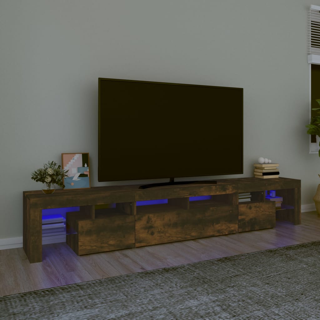 Vetonek Mueble de TV con luces LED color roble ahumado 230x36,5x40 cm