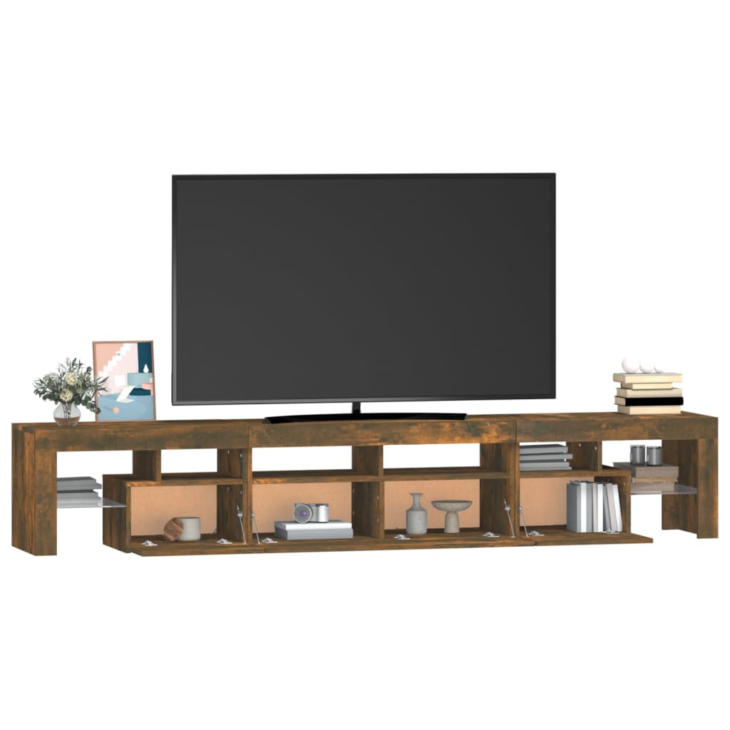 Mueble de TV con luces LED color roble ahumado 230x36,5x40 cm vidaXL