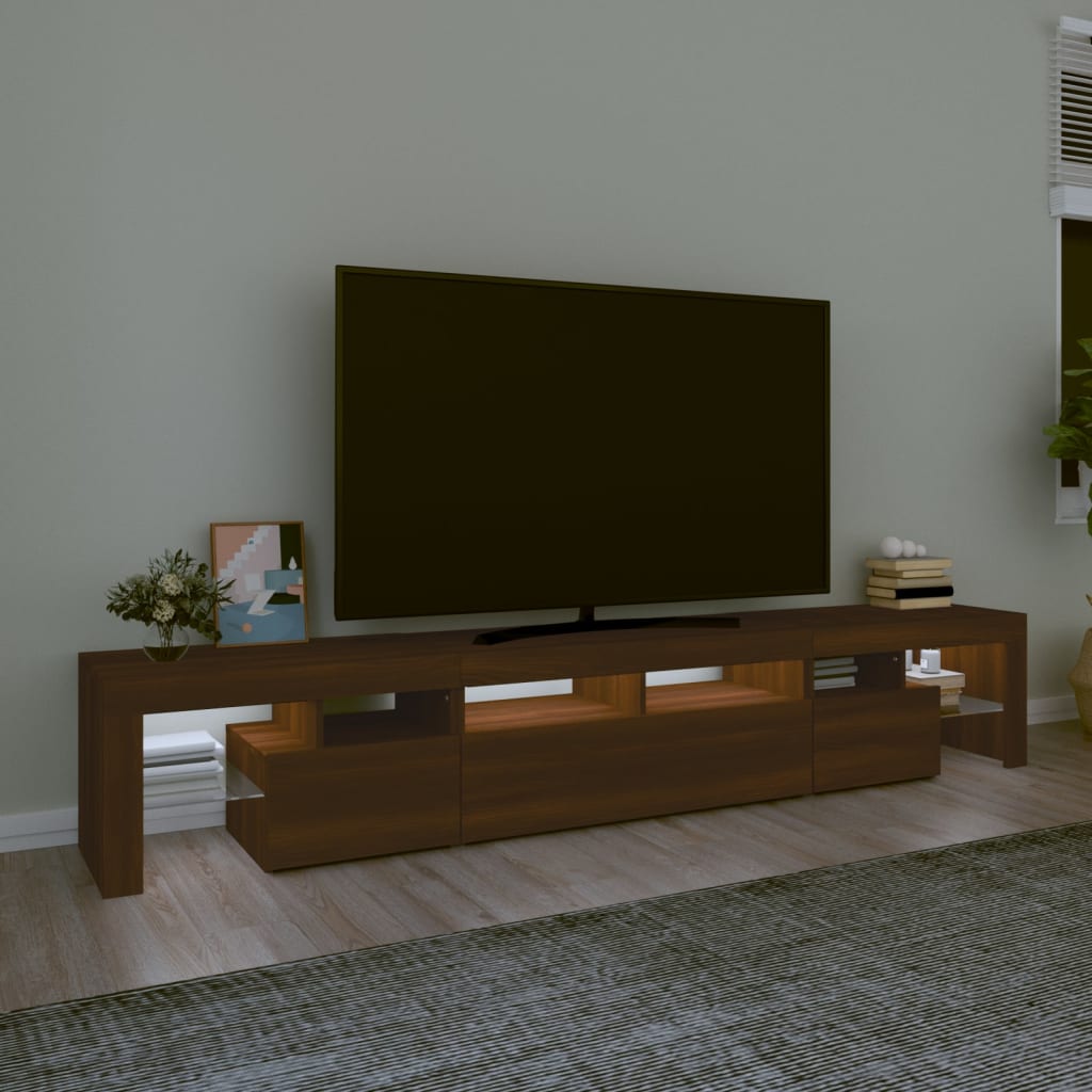 Mueble de TV con luces LED marrón roble 230x36,5x40 cm vidaXL