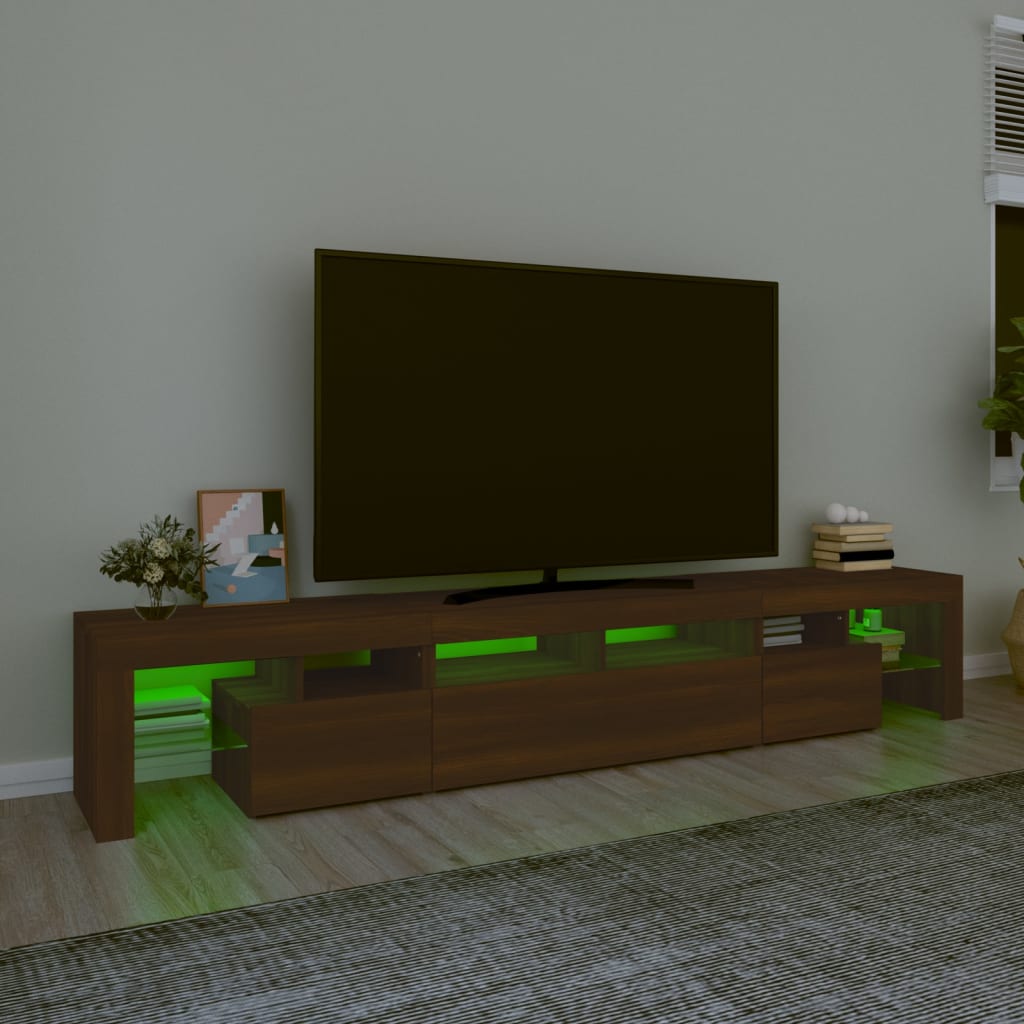 Mueble de TV con luces LED marrón roble 230x36,5x40 cm vidaXL