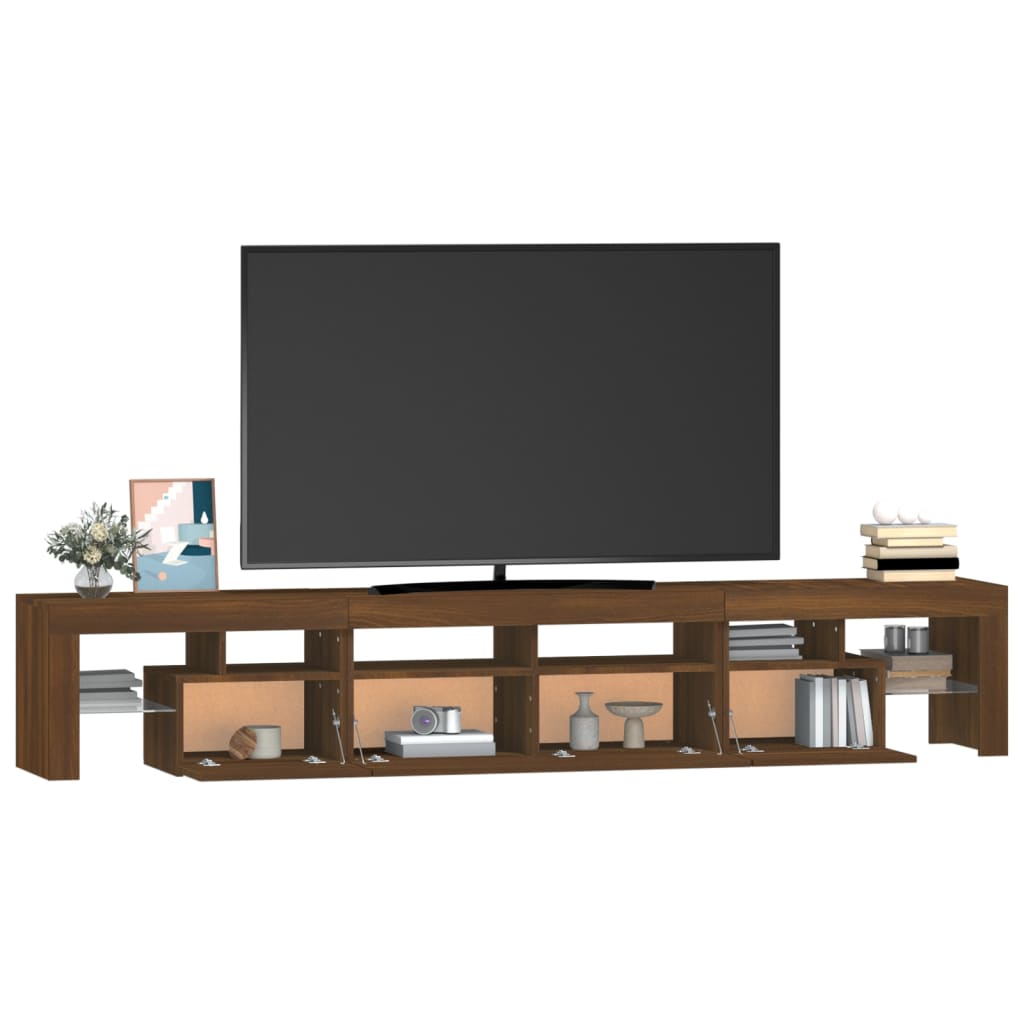 Mueble de TV con luces LED marrón roble 230x36,5x40 cm vidaXL