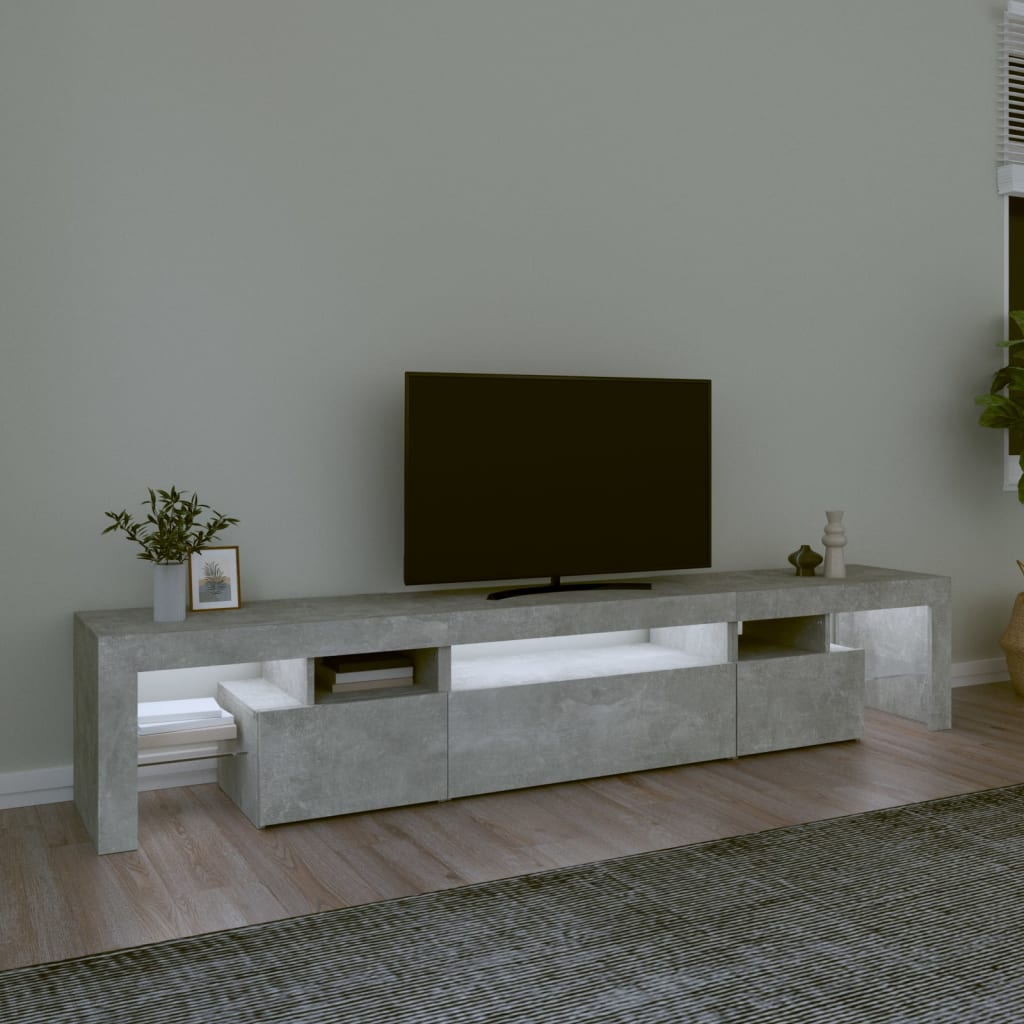 Mobili TV con luci a LED grigio 215x36,5x40 cm