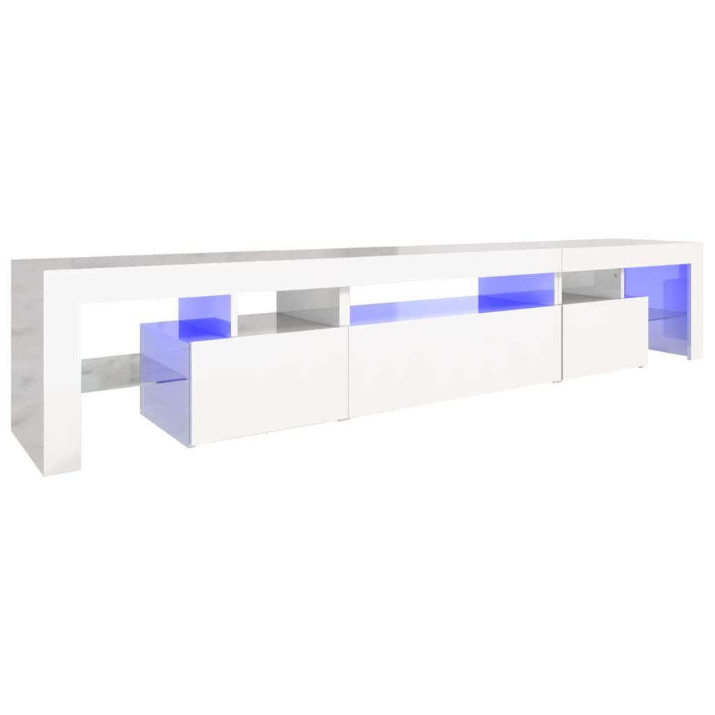 Mueble de TV con luces LED blanco brillante 215x36,5x40 cm vidaXL