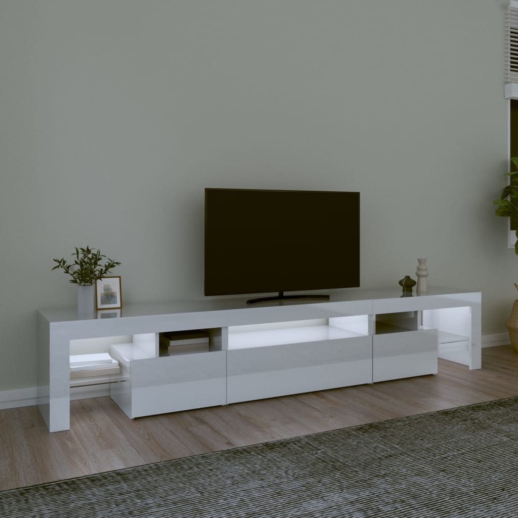 Mueble de TV con luces LED blanco brillante 215x36,5x40 cm vidaXL