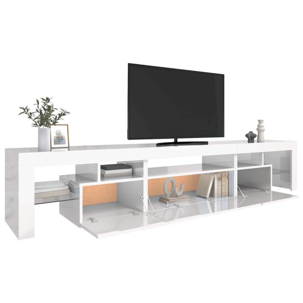 Mueble de TV con luces LED blanco brillante 215x36,5x40 cm vidaXL