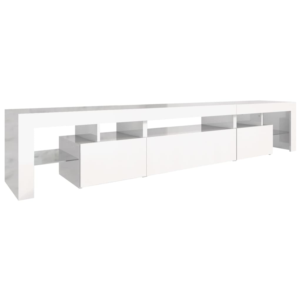 Mueble de TV con luces LED blanco brillante 215x36,5x40 cm vidaXL