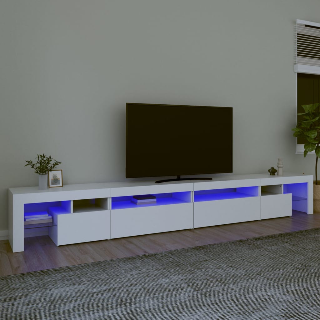 Vetonek Mueble de TV con luces LED blanco 290x36,5x40 cm