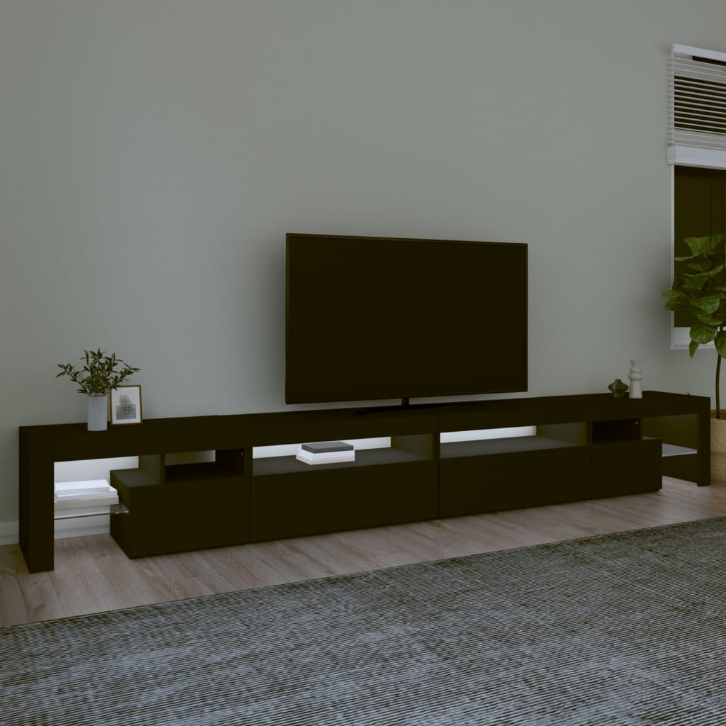 Mueble de TV con luces LED negro 290x36,5x40 cm vidaXL