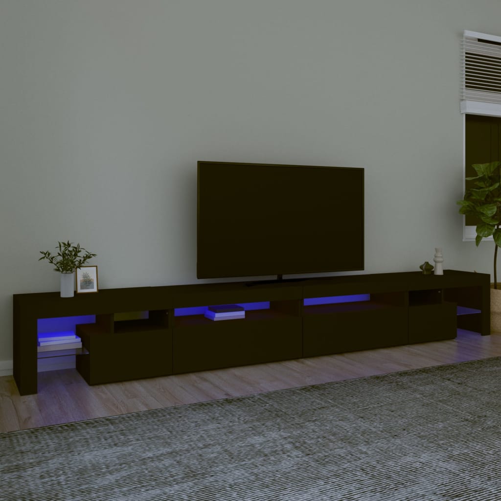 Vetonek Mueble de TV con luces LED negro 290x36,5x40 cm