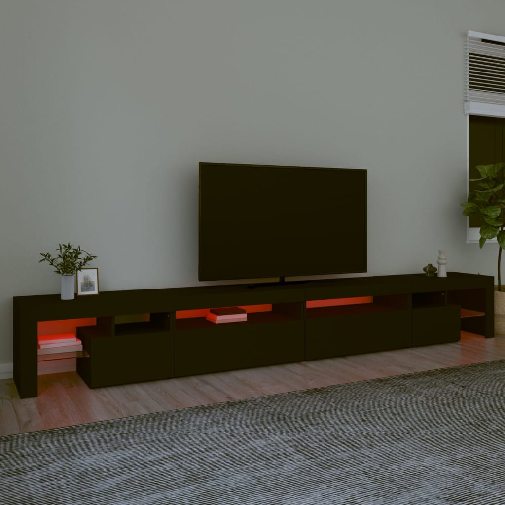 Mueble de TV con luces LED negro 290x36,5x40 cm vidaXL