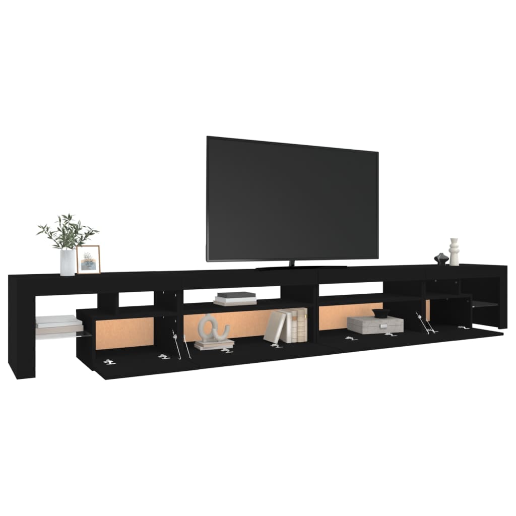 Mueble de TV con luces LED negro 290x36,5x40 cm vidaXL