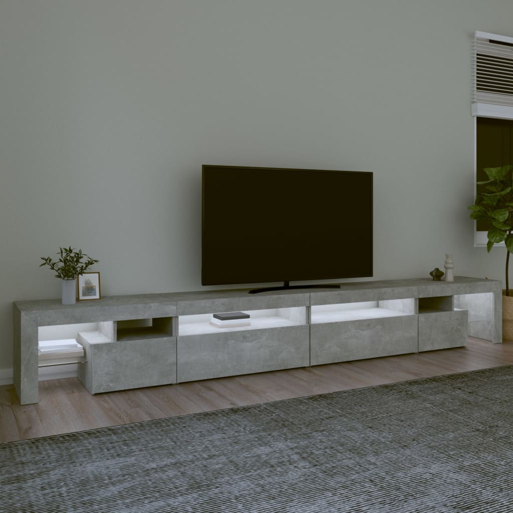 Mobili TV con luci a LED grigio 290x36,5x40 cm