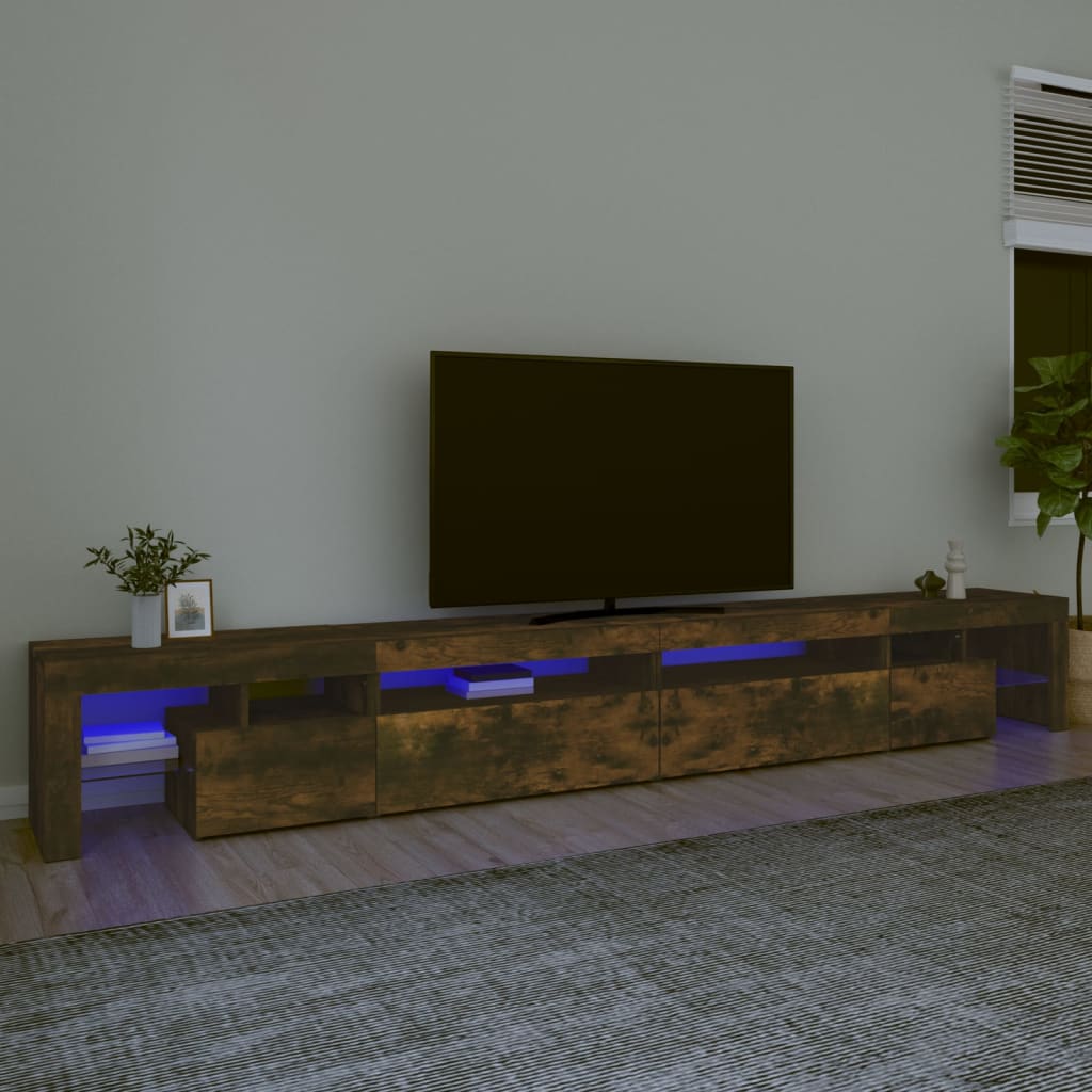 Vetonek Mueble de TV con luces LED color roble ahumado 290x36,5x40 cm