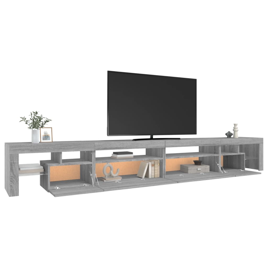 Mueble de TV con luces LED gris Sonoma 290x36,5x40 cm vidaXL