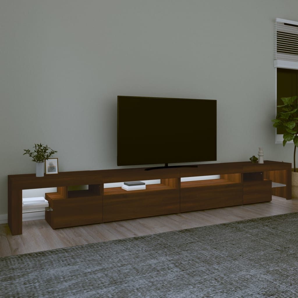 Mobili TV con luci a LED marrone 290x36,5x40 cm