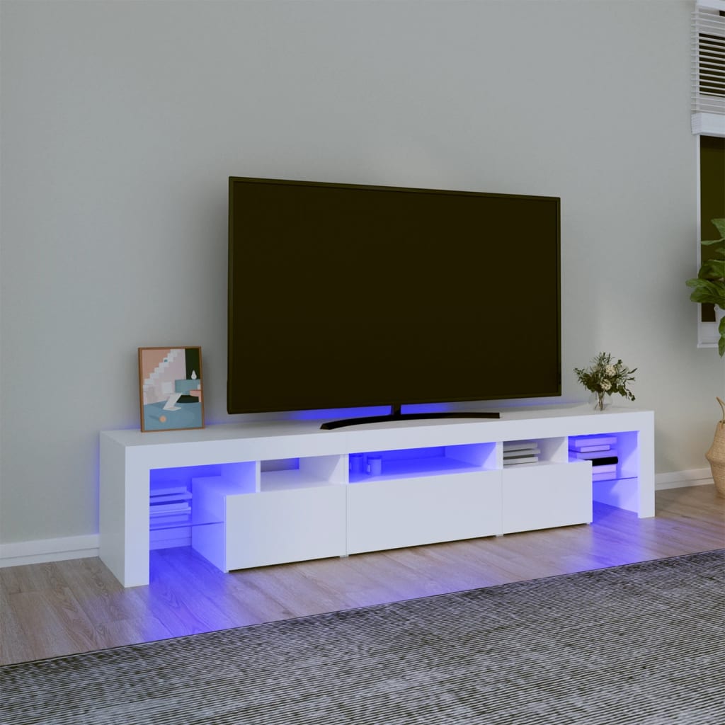 Vetonek Mueble de TV con luces LED blanco 200x36,5x40 cm