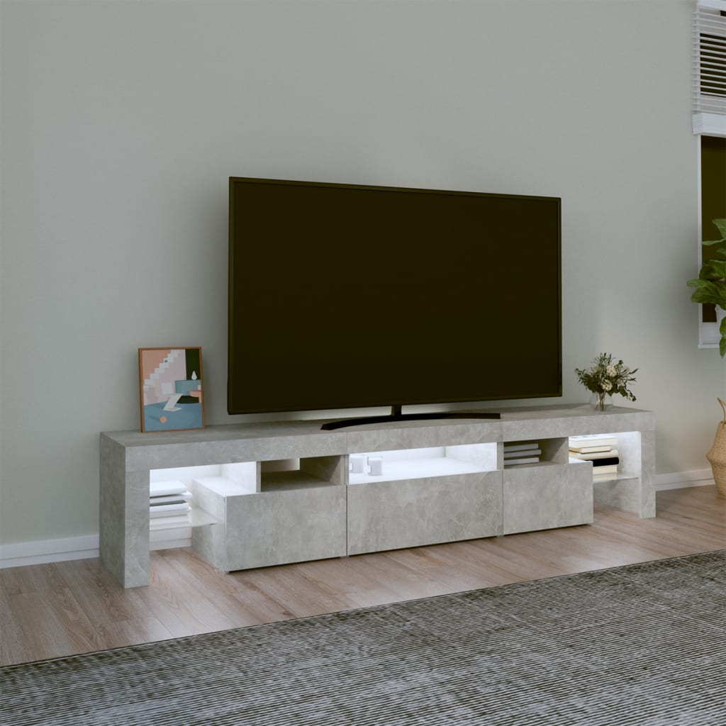 Gabinetto TV con luci a LED grigio 200x36,5x40 cm